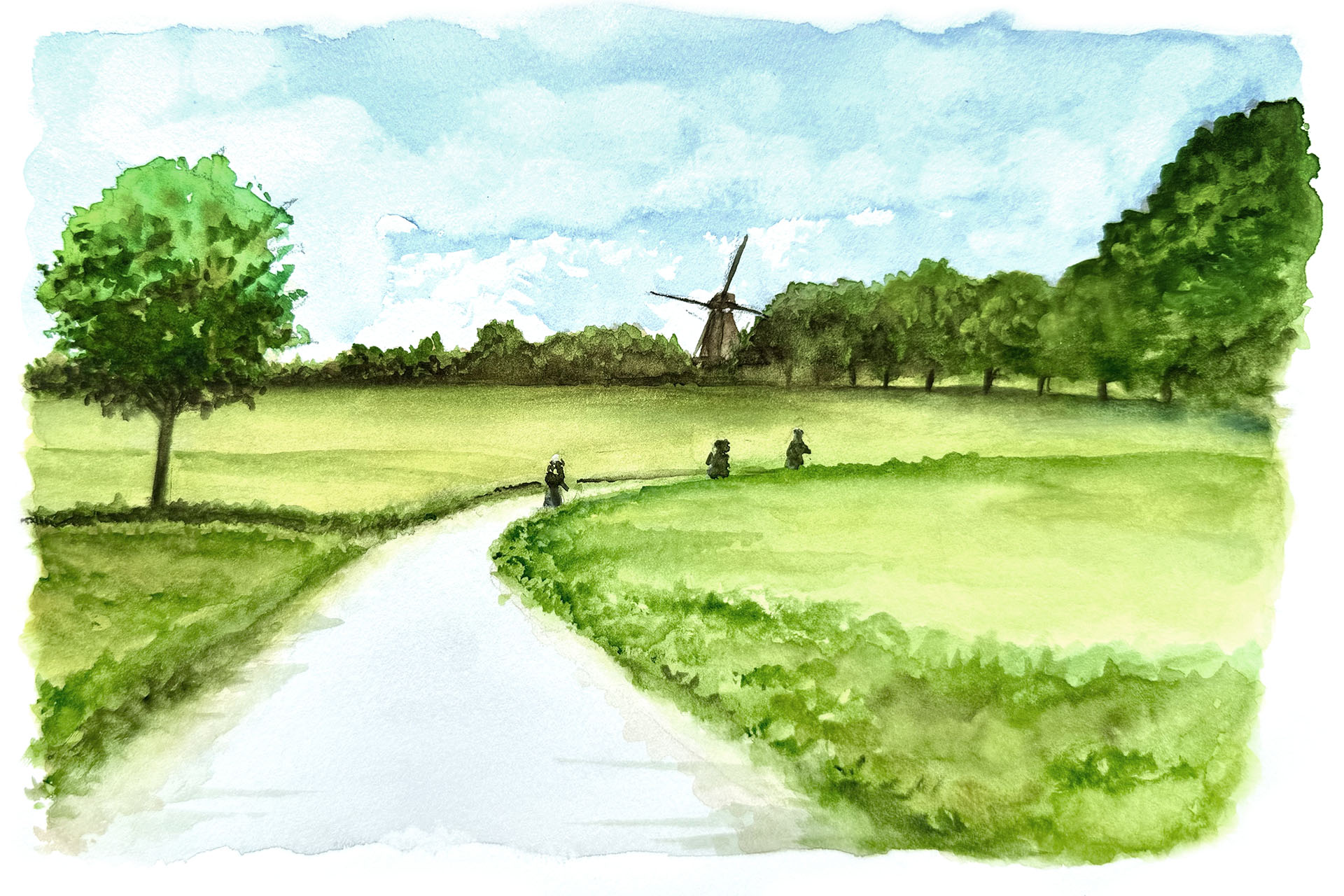 Watercolor - Mill Op de Vrouweheide, Ubachsberg, Limburg
